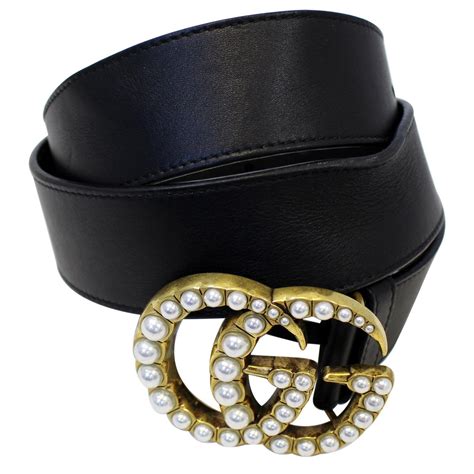 large gucci belt with pearls|black Gucci belt double g.